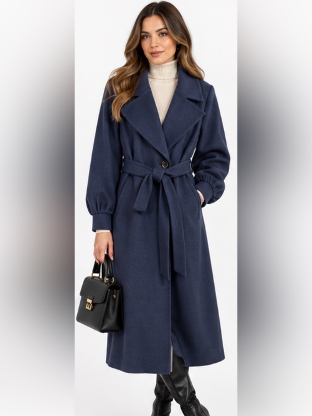 GARDENYA Navy Blue Belted Trench Coat – NWT size 38
